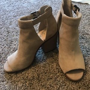 Sole society suede open toed booties.